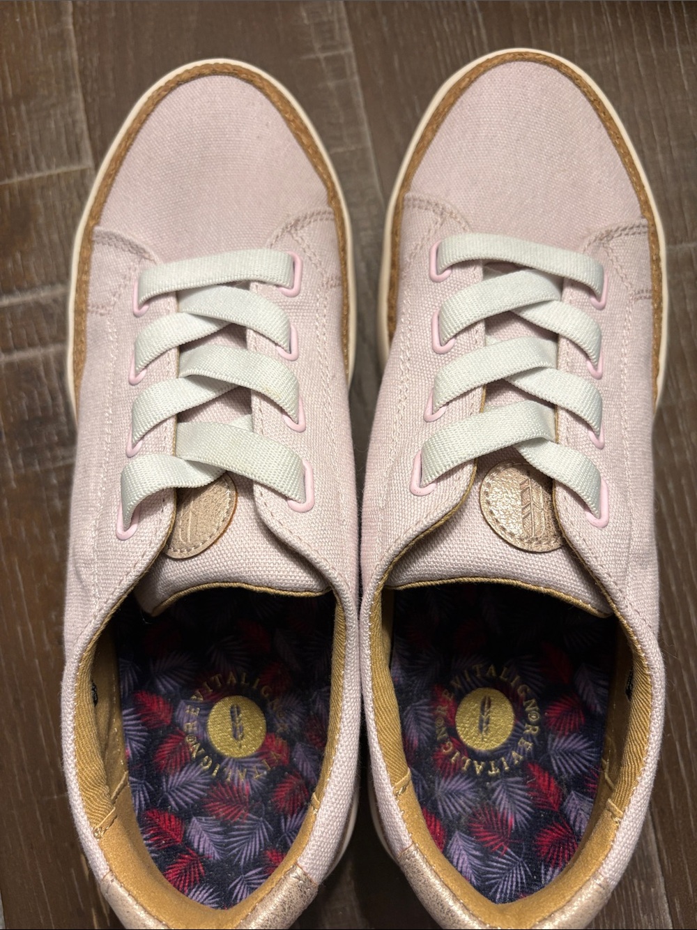 REVITALIGN Light Pink Canvas Women's Light Pink Sneakers with White Laces